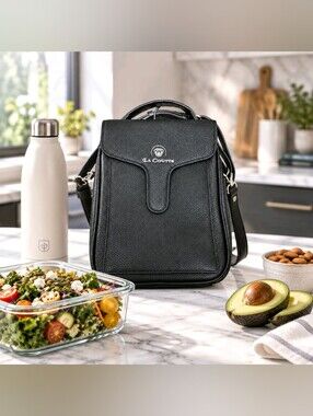 Designer Leather "La Coutts" "Duncan" Insulated Lunch Bag - Unisex